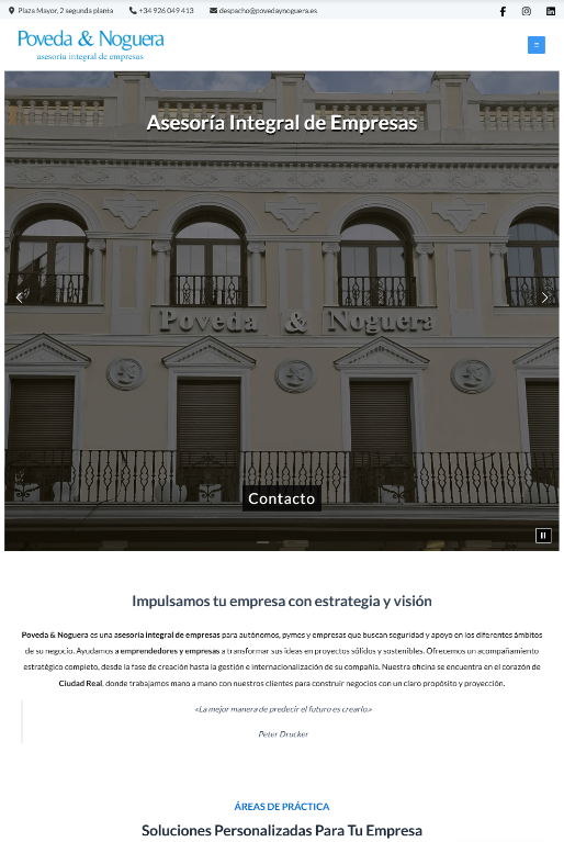 Portada de la web Poveda & Noguera